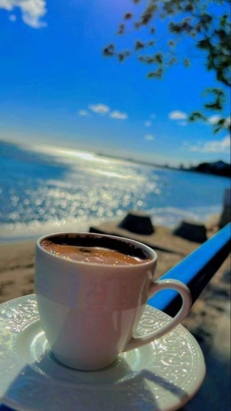 Create meme: coffee by the sea, morning coffee, coffee by the sea