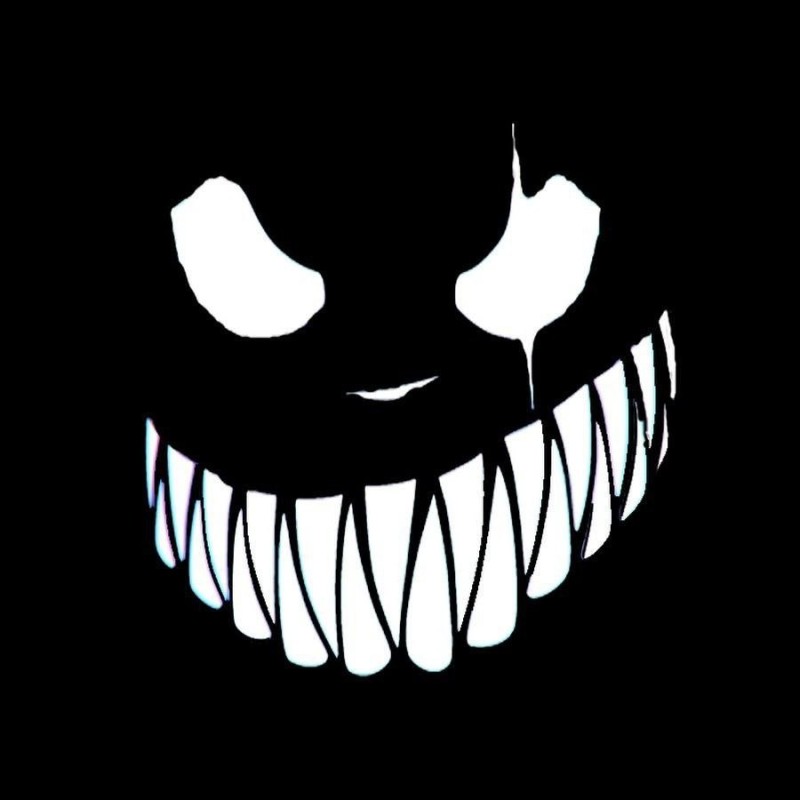 Создать мем: злая улыбка наклейка, zxc демон улыбка, улыбка на чёрном фоне