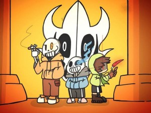 Создать мем: bad time trio обои, undertale фриск против санса, гастер бластер санса