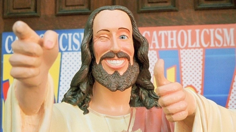 Create meme: Jesus from dogma, winking Jesus, Jesus is smiling