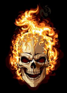 Create meme: fire skull, skull fire, flaming skull