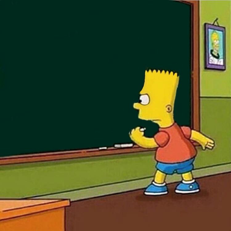 Create meme: the simpsons school, chalk Board, bārts simpsons