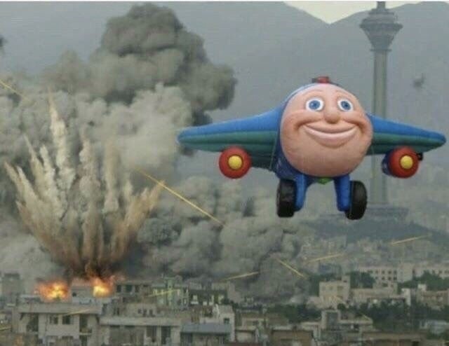 Create meme: the airplane flies away from the explosion, Jay Jay the jet plane, meme airplane