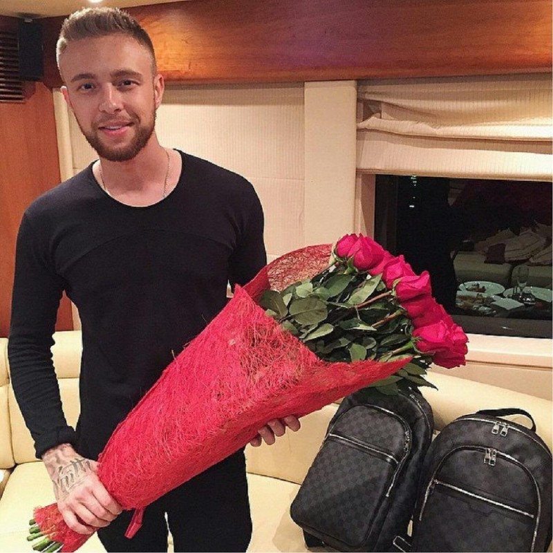 Create meme: Egor Creed with Rose the bachelor, egor creed with flowers, Egor Krid rose