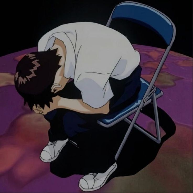 Create meme: Shinji Ikari on a chair, Shinji ikari depression, Shinji on the chair