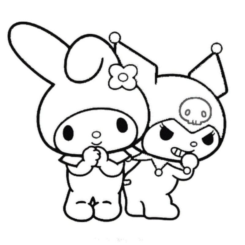 Create meme: hello kitty kuromi coloring pages, coloring pages may melody bunny, hello kitty and kuromi coloring pages