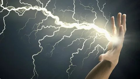 Create meme: electric lightning, lightning in the hand, the magic of electricity