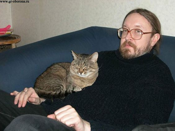 Create meme: Yegor Letov , Egor Letov and the cats, Letov with a cat