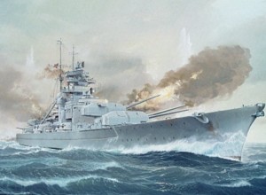 Create meme: battleship Bismarck picture, revell 05040 battleship bismarck, paintings of warships