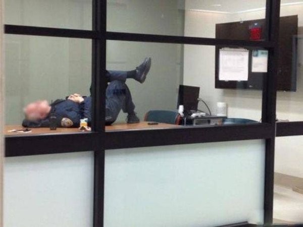 Create meme: The sleeping guard, fun at work, sleeping in the office