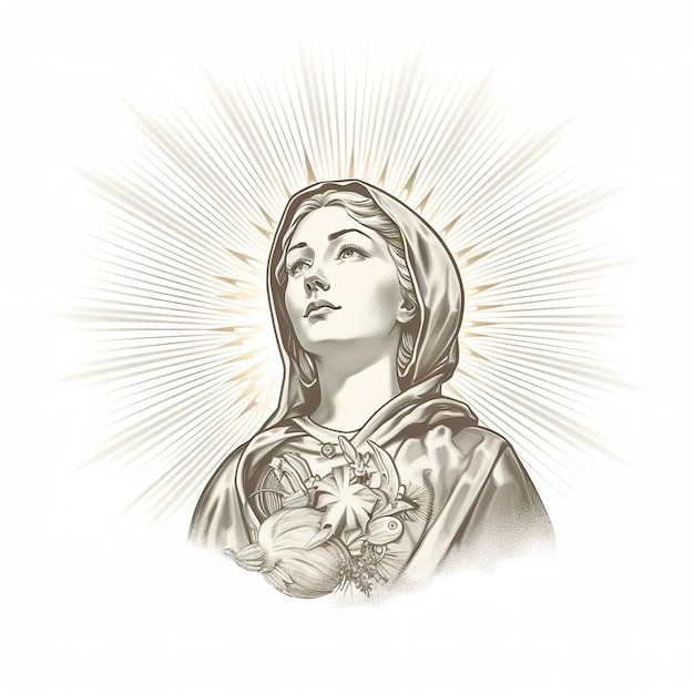 Create meme: Holy Virgin Mary sketch, icon, sketch of the Virgin Mary