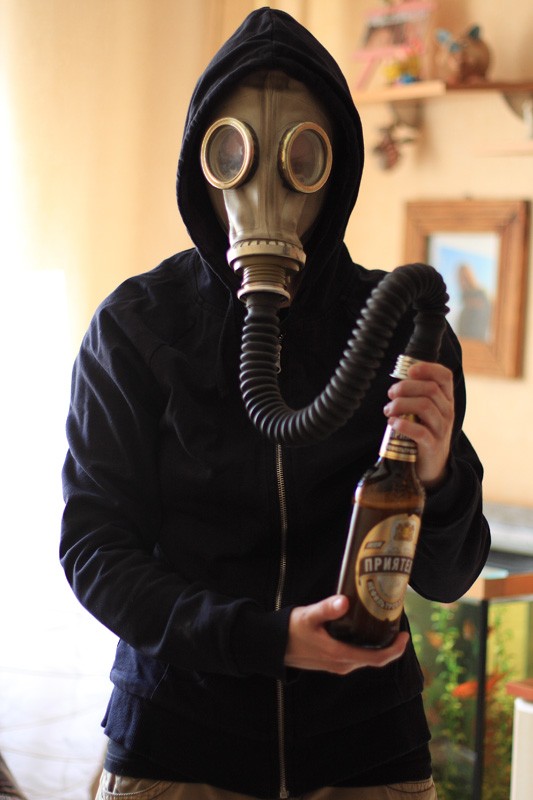 Create meme: people in masks, drinking in a gas mask, masks