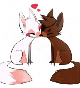 Create meme: the mangle and foxy love, foxy and Mangal love, the mangle and foxy