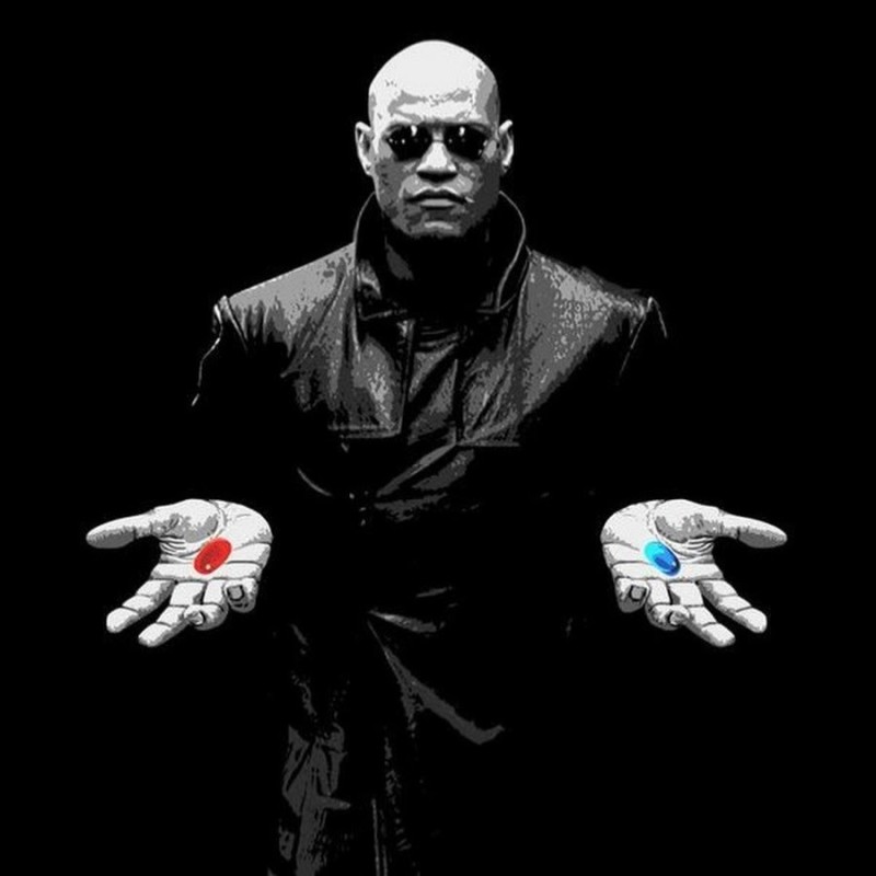 Create meme: matrix Morpheus pills, Morpheus 2 tablets, morpheus red and blue pill