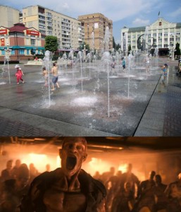 Create meme: fountain