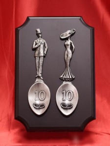 Create meme: a gift of tin on the anniversary, souvenir tin wedding anniversary, pewter spoons on 10 years of wedding