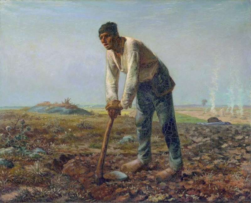 Create meme: jean Francois Millet the man with the hoe, millet the man with the hoe, jean francois millet the man with the hoe 1863