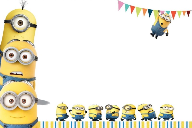 Create meme: minion, background minions, invitation to the birthday of minions