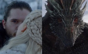 Create meme: Jon snow and daenerys Targaryen kiss, game of thrones dragon meme, Jon Snow