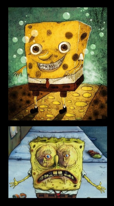 Create meme: spongebob is scary, spongebob is evil, spongebob exe
