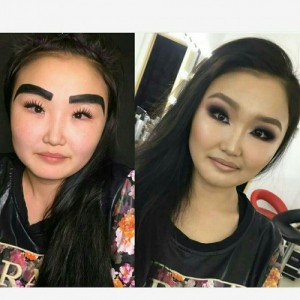Create meme: make-up, meme before and after, Angelica Protodjakonova