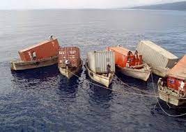 Create meme: container on the boat, sea transportation, sea container