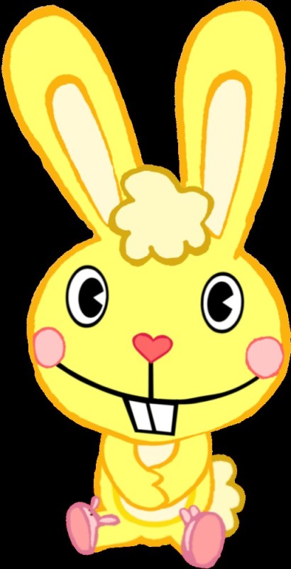 Create meme: happy tree friends yellow rabbit, happy three friends rabbit, yellow hare happy tree friends