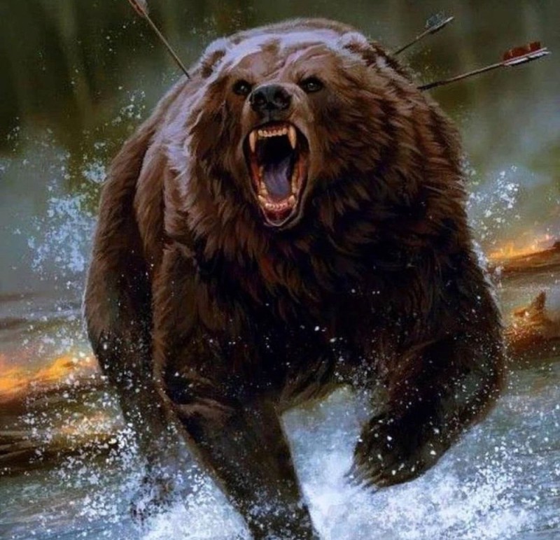 Create meme: grin bear , grizzly bears, The ferocious Ark bear