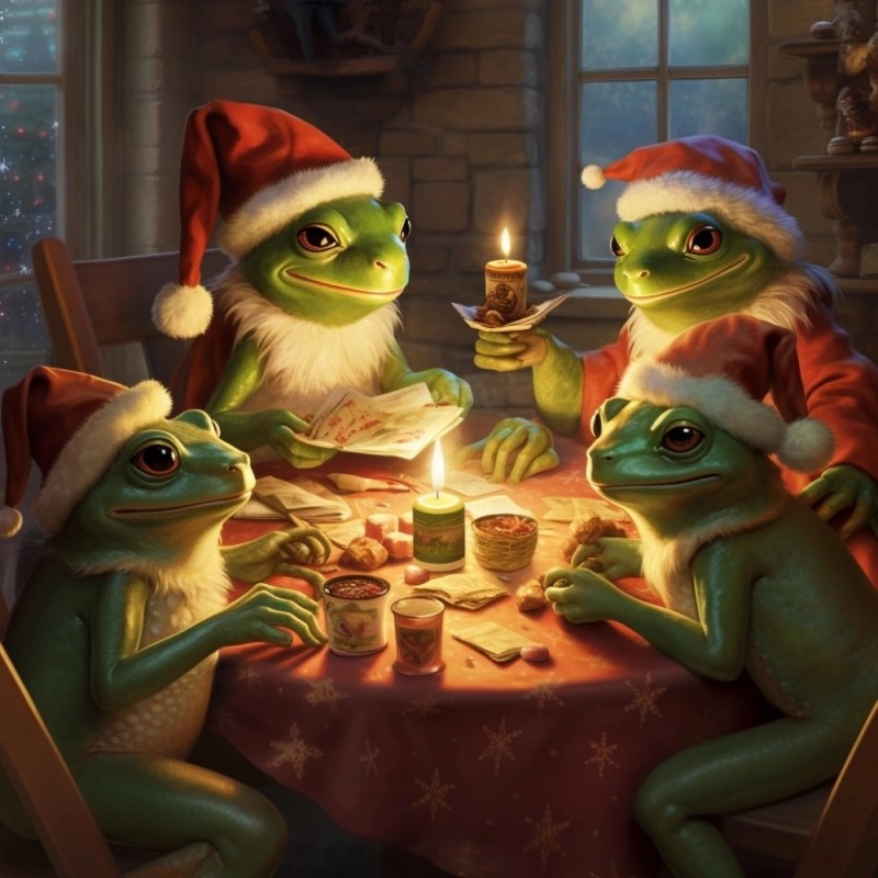 Создать мем: жабка, новогодние подарки, с новым годом дракона