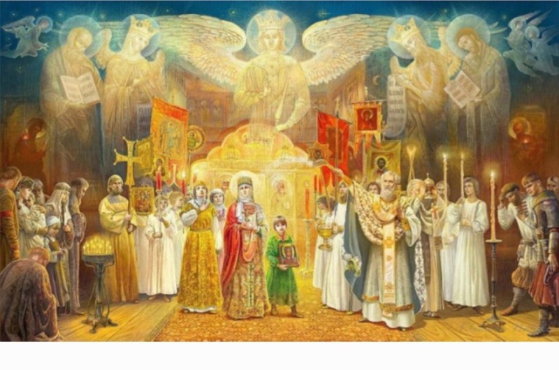 Create meme: holy russia, Vasnetsov the Baptism of Rus, The adoption of Christianity by Princess Olga