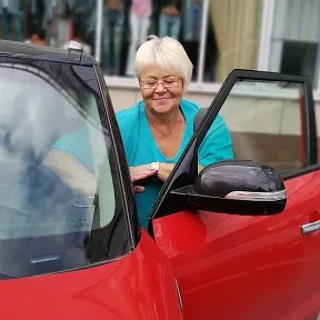 Create meme: people, grandma behind the wheel, woman