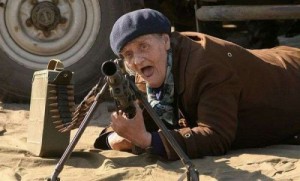 Create meme: drunk with a gun, grandfather shoots, grandma with a gun pictures