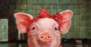 Создать мем: свинка, страшная свинья картина, свинья арт