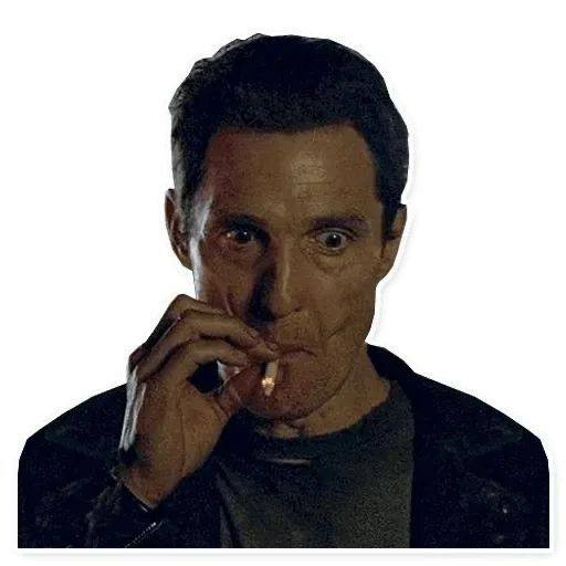 Create meme: Matthew McConaughey with a cigarette meme, McConaughey meme, McConaughey smokes meme