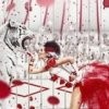 Create meme: bloody background, blood spatter, girl 