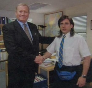 Create meme: Vladislav Telenkov, michael scott with long hair the office, young michael scott