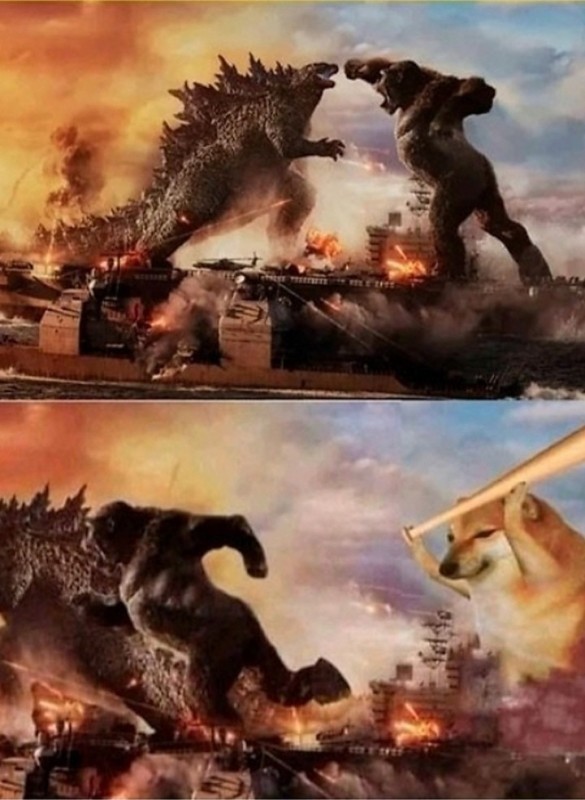 Create meme: King Kong and Godzilla, Godzilla vs. Kong, godzilla vs kong meme