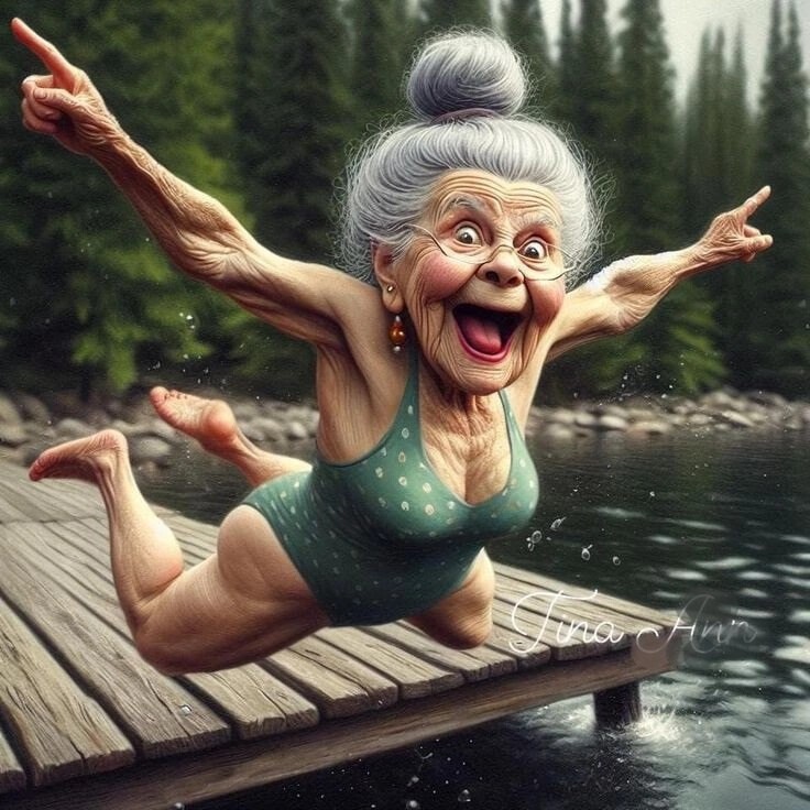 Create meme: funny old lady, The old lady is running, the trick 