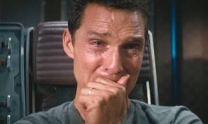 Create meme: Interstellar is crying meme, interstellar meme, Matthew McConaughey crying in interstellar