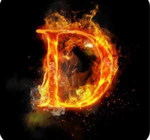 Create meme: fire letter d, the letters in the fire, fire letter