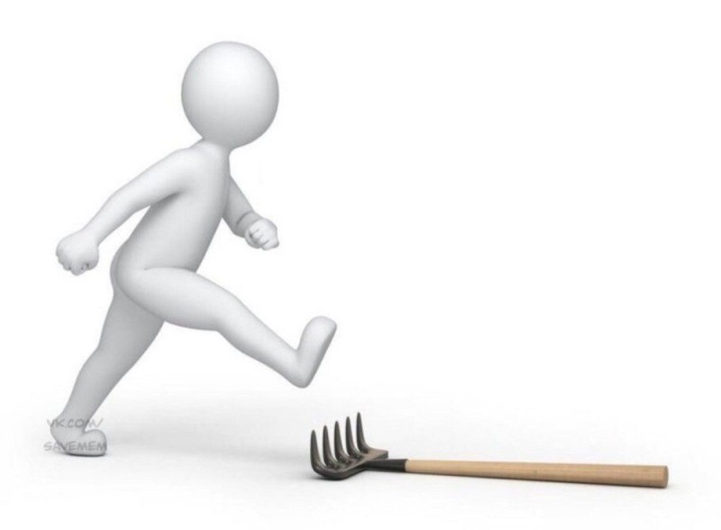 Create meme: a man steps on a rake, people rake, stepping on a rake 