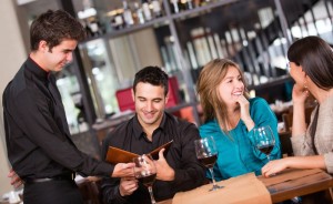 Create meme: a man and a woman in a restaurant, couple in restaurant with waiter, couple at a restaurant