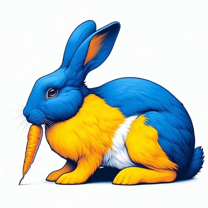 Создать мем: разноцветный заяц, кролик картина, рисунок кролика