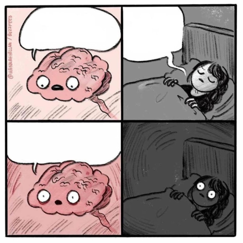 Create meme: brain at night meme, memes comics , memes about the brain and sleep