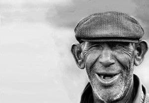 Create meme: the laughing old man, cheerful grandfather, a toothless old man