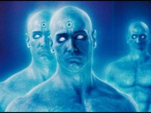 Create meme: watchmen, theory of the origin of man, doctor manhattan