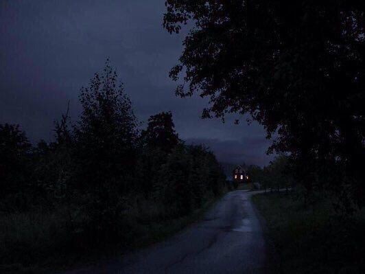 Create meme: road , the landscape is gloomy, night road