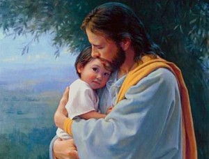 Создать мем: иисус живопись, христос обнимает, иисус с ребенком на руках