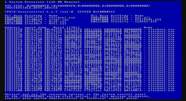 Create meme: blue screen of death , blue screen , windows nt 4.0 blue screen of death