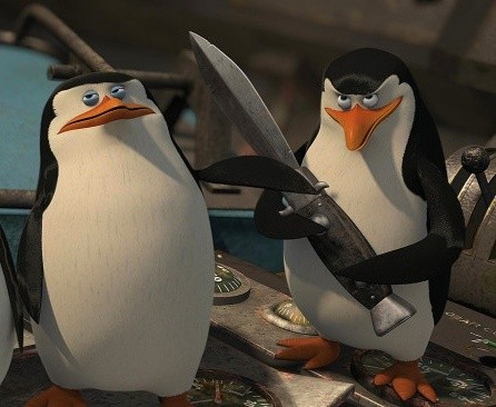 Create meme: the penguins of Madagascar , penguins of madagascar rico with a knife, rico of penguins from madagascar